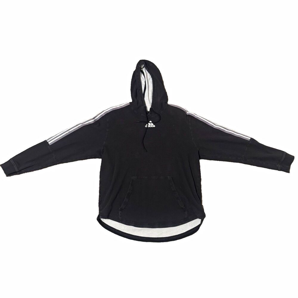 adidas Men's XL Black Solid Pullover Hoodie Logo Drawstring Pockets